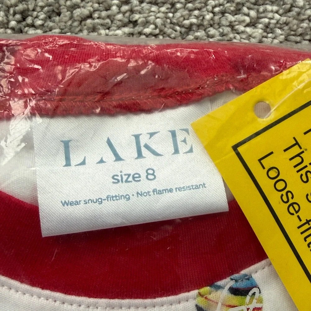 Lake- Ornaments Long Sleeve Long Pants Pajama Set, White & Red, size 8